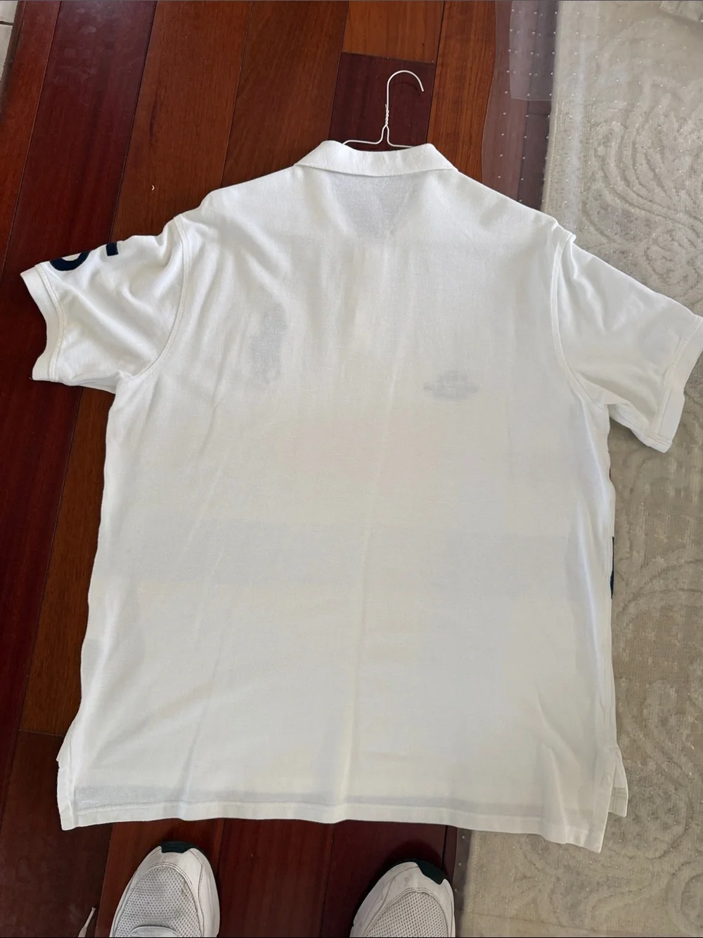 Ralph Lauren White Polo with Red and Navy Stripes and Embroidered Pony